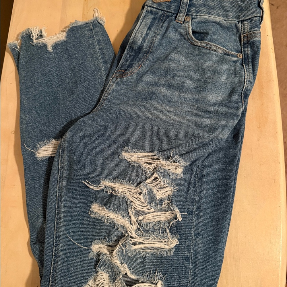 American Eagle Outfitters Ripped Blue Boyfriend Jeans
